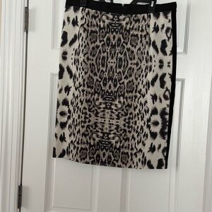 Gerard Darel Black and White Animal Print Pencil Skirt